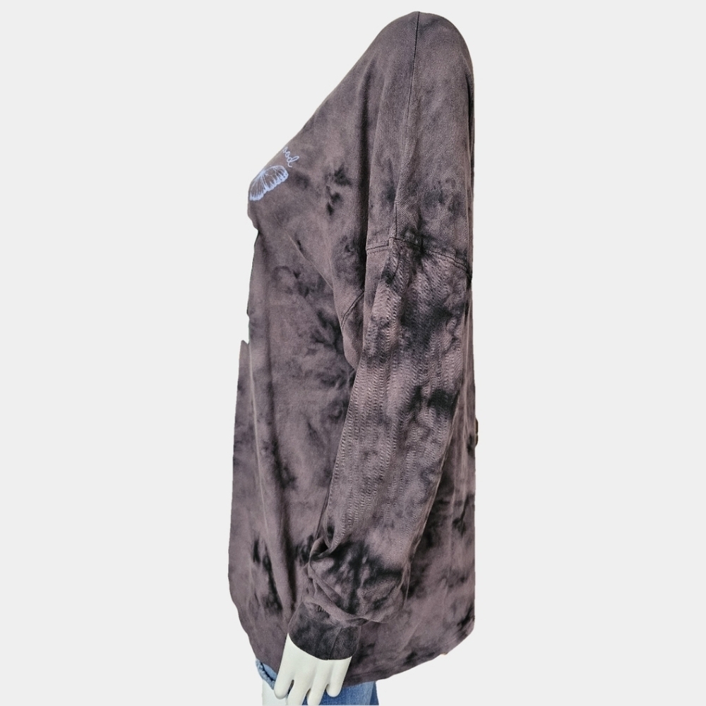 Wild Fable Long Sleeve Crew Neck Graphics Tie Dye Oversized Tee Size M NWT - Picture 3 of 14
